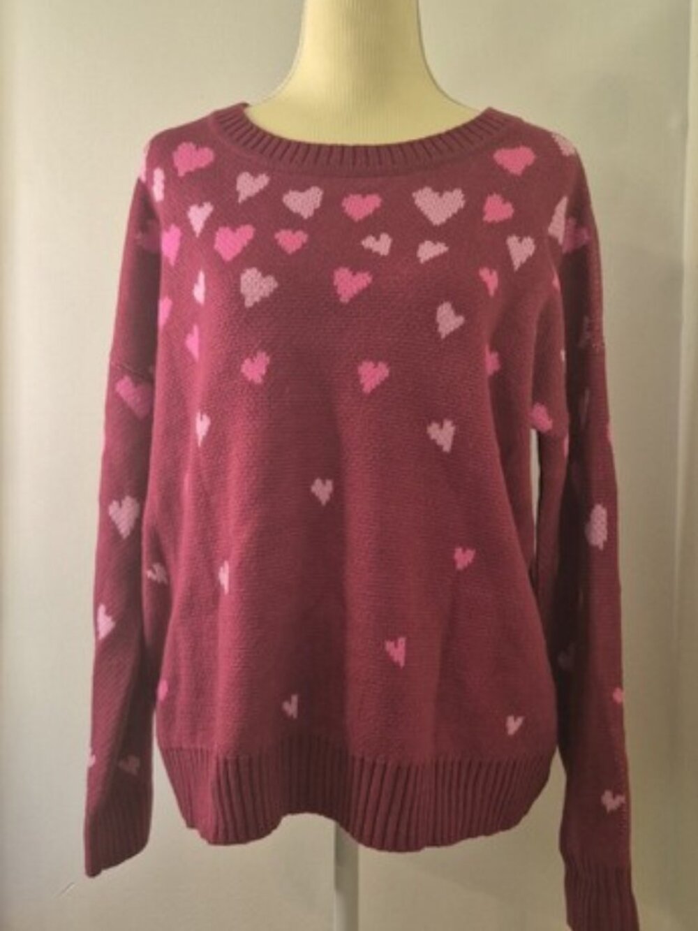 Lilly Pulitzer Sweater M Pink Heart Knit Pullover Preppy Soft Girl Coquette Cozy